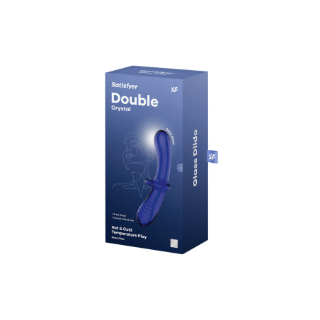 Gode en verre borosilicaté massif bleu Double Crystal Satisfyer - CC597828