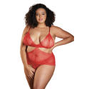 Nuisette dentelle rouge grande taille avec string ouvert