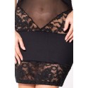 Robe noire bustier maille et dentelle