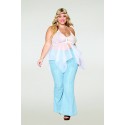 Babydoll et string grande taille en résille et dentelle blanche - DG13314WHT