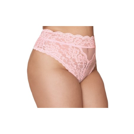 String grande taille dentelle taille haute rose - DG1477XPNK