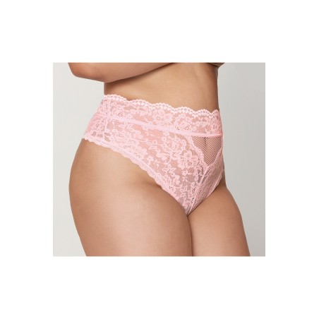 String grande taille dentelle taille haute rose - DG1477XPNK