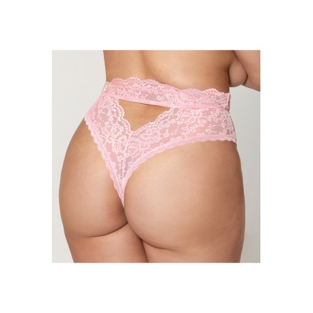 String grande taille dentelle taille haute rose - DG1477XPNK