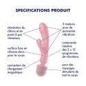 2 en 1 Vibromasseur rabbit et wand rose USB Triple Lover Satisfyer - CC597843