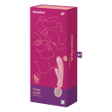 2 en 1 Vibromasseur rabbit et wand rose USB Triple Lover Satisfyer - CC597843