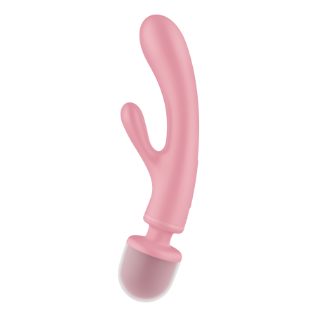 2 en 1 Vibromasseur rabbit et wand rose USB Triple Lover Satisfyer - CC597843