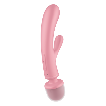 2 en 1 Vibromasseur rabbit et wand rose USB Triple Lover Satisfyer - CC597843