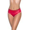 String bande large en wetlook rouge, taille haute, tissu fronçé à l'arrière - MAL3038WRED