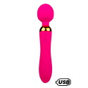 SHAKE Rose, Vibromasseur Wand USB en silicone médical avec 2 puissants moteurs indépendants - BQ107PNK