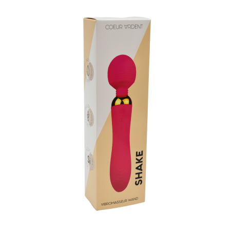 SHAKE Rose, Vibromasseur Wand USB en silicone médical avec 2 puissants moteurs indépendants - BQ107PNK