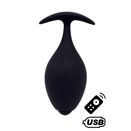 BABA, Plug vibrant anal noir USB, avec télécommande - BQ131BLK