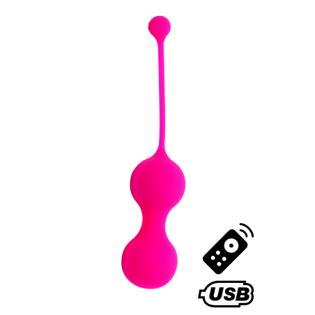 MINA Rose, Boules de Geisha en silicone médical USB avec télécommande - BQ130PNK