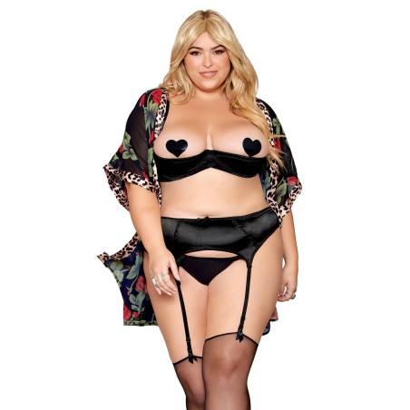 Soutien-gorge Demi-Seins en satin noir grande taille