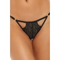 String ouvert fantaisie noir avec chainettes à l'entrejambe - REN1172-BLK