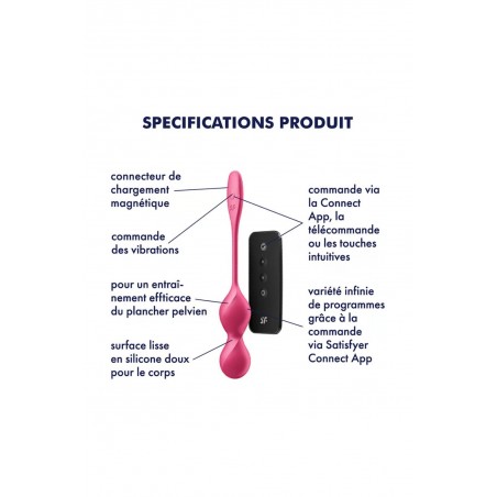 Boules de Geisha vibrantes télécommandées fushia Love Birds 2 Satisfyer - CC597866