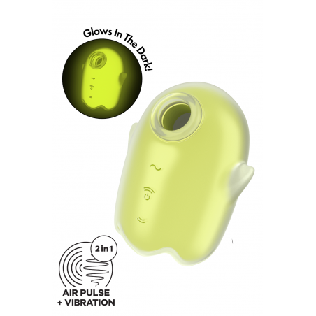 Stimulateur de clitoris fluorescent vibration et air pulsé USB vert Glowing Ghost Satisfyer - CC597852