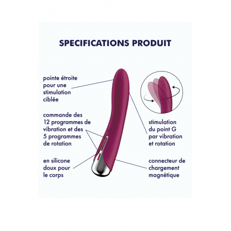 Vibromasseur USB tête rotative point G rouge Spinning Vibe 1 Satisfyer - CC597855