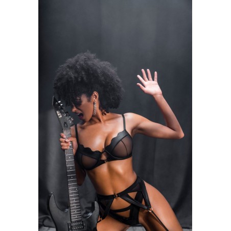 Ensemble 3 pièces en wetlook noir - MAL2767WBLK