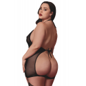 Nuisette grande taille avec porte jarretelles et fouet - DG13704XBLK