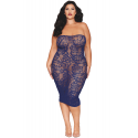 Ensemble 2 pièces grande taille top manches longues et robe bleu marine - DG0525XECL