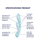 2 en 1 Rabbit point G avec stimulateur de clitoris et Wand Bleu USB Triple Oh Satisfyer - CC597813