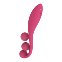 Vibromasseur triple stimulation flexible, anal, vaginale, clitoridienne Tri Ball rouge USB Satisfyer - CC597817