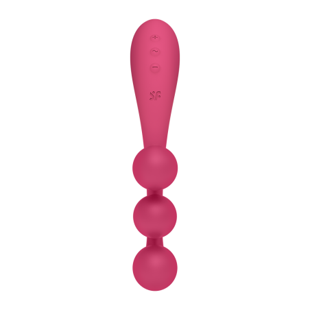 Vibromasseur triple stimulation flexible, anal, vaginale, clitoridienne Tri Ball rouge USB Satisfyer - CC597817