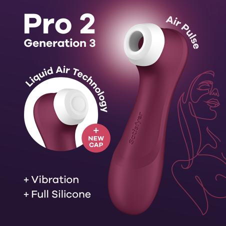 Stimulateur de clitoris 2 embouts avec techonologie Liquid Air Pro 2 Generation 3 rouge USB Satisfyer - CC597814