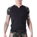 T-shirt noir sexy noir et motif militaire