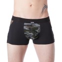 Boxer noir sexy armée déco camouflage côtés résille filet