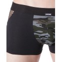 Boxer noir sexy armée déco camouflage côtés résille filet