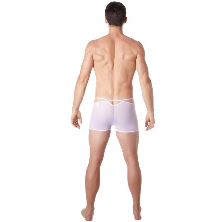 Boxer blanc suspendu fine maille transparente et ornements